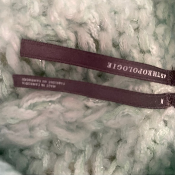 Anthropologie Chunky/Cable Knit Sweater Light Mint Green-Crop-Oversize-Medium - Picture 9 of 11